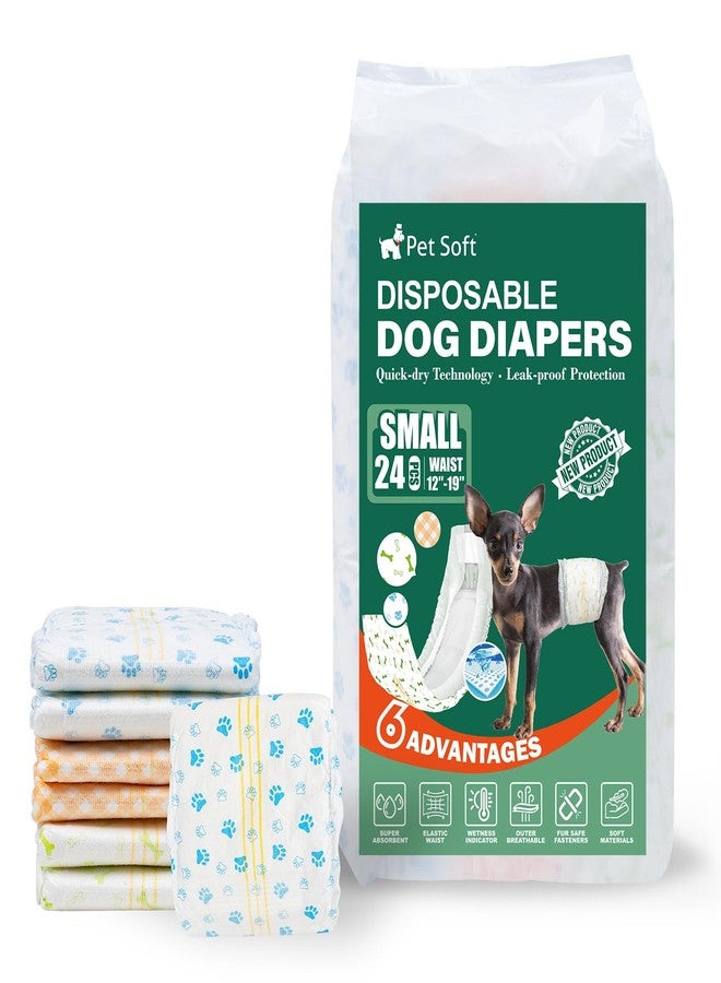 Pet Soft Disposable Dog Dipaers - Male Dog Wraps Wetness Indicator, Ultra Absorbent Puppy Diapers Male for Excitable Urination or Incontinence, 24pcs Small - Image 1